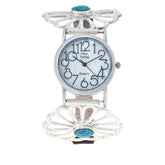 Chaco Canyon Turquoise Black Leather Strap Watch, 7-1/4" to 8-1/2"